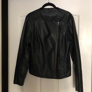 Apt 9 quilted lines black leather jacket
